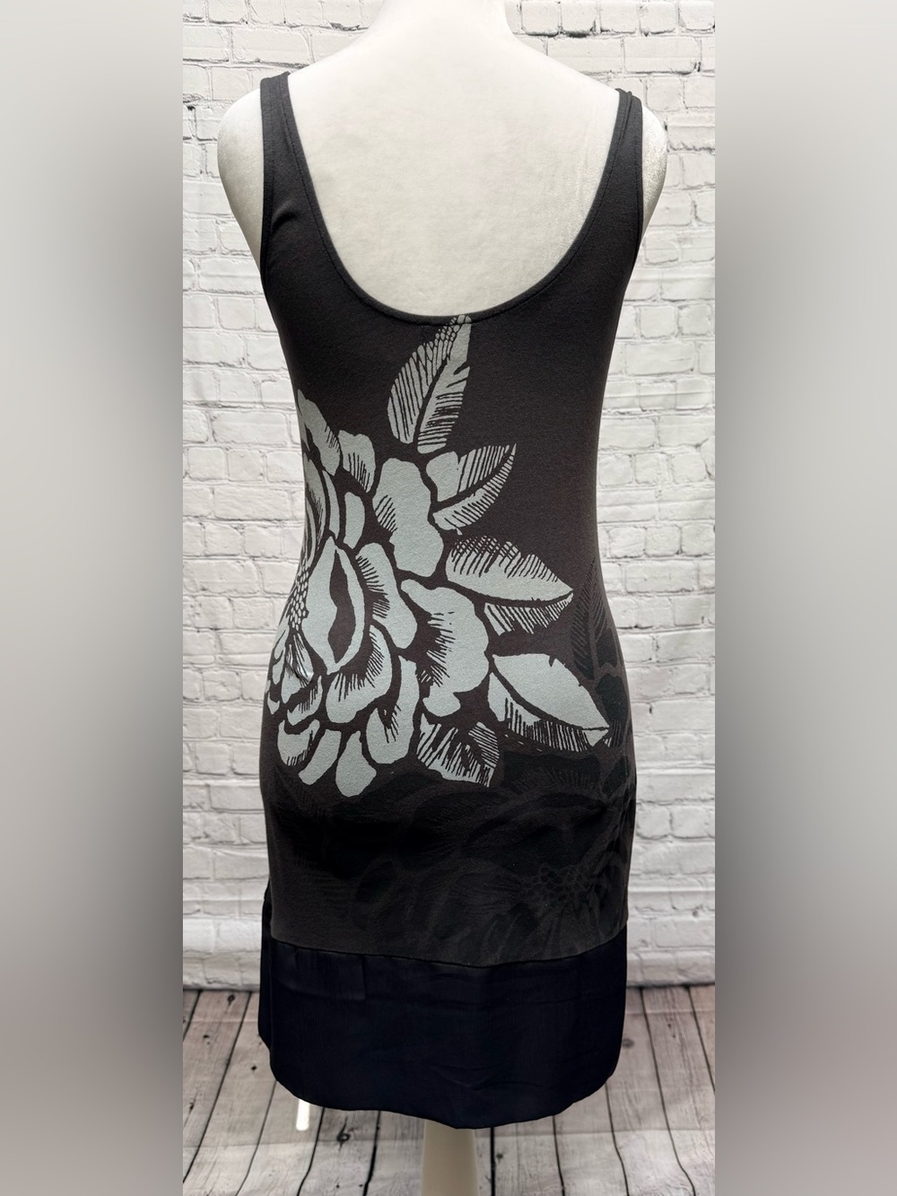 Express Black Tank Dress with Silver Floral Print - Picture 3 of 5